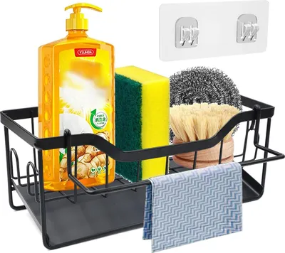 Immagine prodotto di Organizzatore per lavello nero - strumento di organizzazione per la cucina - 1 pezzo - plastica