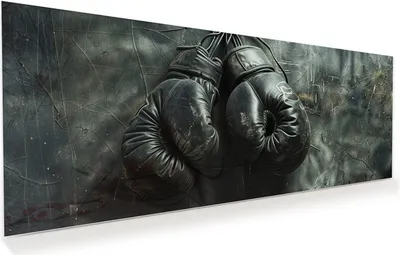 Produktbild von Glasbild 100x40cm in XXL für Wohnzimmer, Schlafzimmer Motiv Boxhandschuhe Vintage