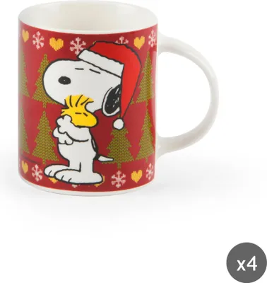 Immagine prodotto di Excelsa Set di 4 tazze Peanuts Xmas Porcellana 30 Cl Colorato