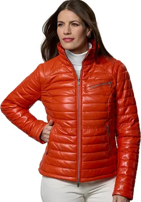 Produktbild von Jilani Collection - Damen Lederjacke Steppjacke Lammnappa tomato : 38