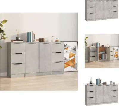 Produktbild von vidaXL Sideboards 3 Stk. Betongrau Holzwerkstoff -  Sideboards