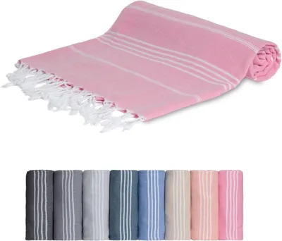 Produktbild von Strandtuch & Saunatuch – Türkisches Hamamtuch 100% Baumwolle – Badetuch 100x200 cm – Rosa