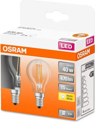 Image de Led Sphérique Verre Clair 4w E14 Chaud Boite De 2 - Osram
