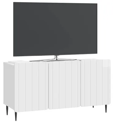 Image de Meuble TV vidaXL, blanc brillant, 99 x 34,5 x 52 cm, aggloméré