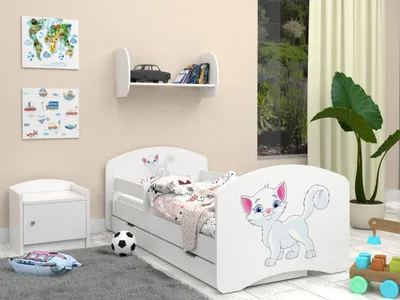 Image de Happy Babies Lit Enfant - Avec Matelas & Tiroir et Protection Antichute, 80x160, Fille Lit Enfant & Jeune Garçon Kids Bed