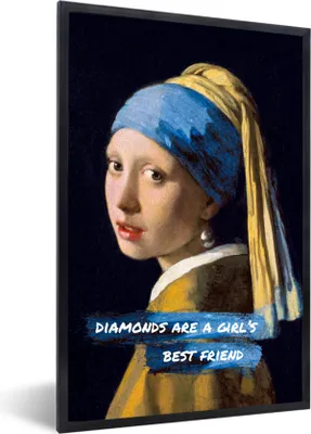 Produktbild von MuchoWow® Gerahmtes Poster Vermeer - Das Mädchen mit dem Perlenohrring - Zitat 20x30 cm - Poster mit Schwarzem Bilderrahmen Wandposter Rahmen Foto Bilder - Drucken - Bilder Poster im Rahmen