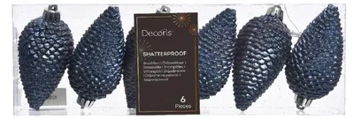 Produktbild von Christbaumschmuck Zapfen bruchfest Ø 4,5cm / H 8cm 6 Stk blau