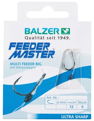 Produktbild von Balzer Multi Method Feeder Rig mit Schnurstopper - 5 gebundene Feederhaken, Durchmesser:0.24mm, Größe:Gr. 12