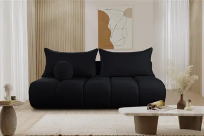Produktbild von Schlafsofa Designersofa Sofa 3-Sitzer ANZIA in Stoff Ascot Bukla Schwarz