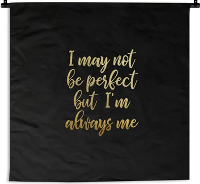 Produktbild von MuchoWow® Wandteppich Wandbehang Selbstvertrauen - Gold - Schwarz 150x150 cm Tapisserie Dekoration Wandtuch - Wohnaccessoires - Modernes