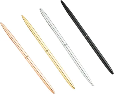 Productafbeelding van Balpen - Set van 4 - Metalen balpen in slanke vorm - Rotatie - Elegante balpen - Zwarte inkt - Prijsuitkering