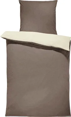 Produktbild von Winter Wendebettwäsche Doubleface Unifarben kuschelig warm weich Thermo Fleece, Größe:2 teilig 155x220 cm, Farbe:taupe / beige natur