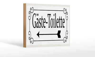 Produktbild von Holzschild Hinweis 18x12 cm Gäste-Toilette links Pfeil Dekoration
