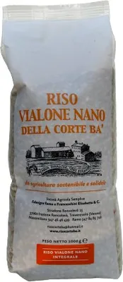 Produktbild von Italienischer Vialone Nano Vollkornreis, natürlich glutenfrei, reich an Ballaststoffen, Schutzatmosphärenverpackung, 3 x 1 kg Packung, 3x1kg
