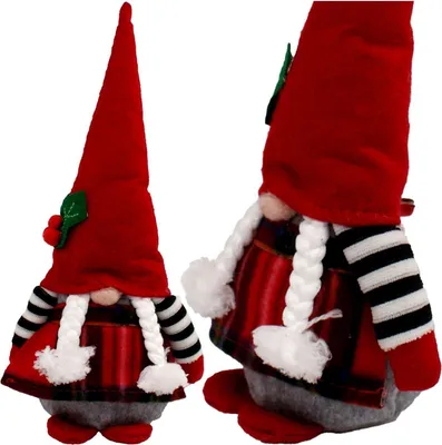 Obrázek produktu pro Vánoční dekorace skřítek 30 cm s jeřabinou - ručně vyráběná vánoční figurka, stojící, Saska Christmas