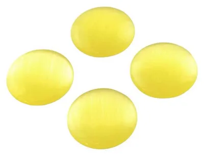 Produktbild von Vintageparts 6 Cabochons Cateye Glas gelb, 14 mm