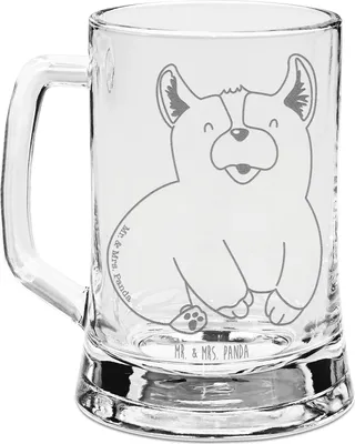 Produktbild von Mr. & Mrs. Panda Seidel Corgie - Transparent - Geschenk, Gravur Bierkrug, Bierhumpen, Sprüche, Krug, Hund, Spruch, Glas, Entspannt, Bellen, Humpen