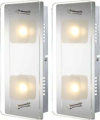 Produktbild von 2er Set LED Wandlampe, Metall, Glas, silber, 3000K, L 28cm