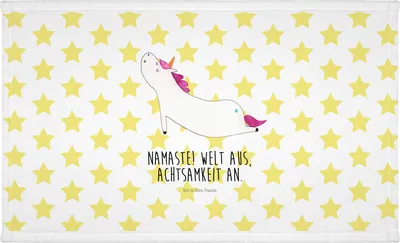 Produktbild von Mr. & Mrs. Panda Handtuch Einhorn Yoga - Weiß - Geschenk, 50x100, gesichtshandtuch, Unicorn, baumwolle, Händehandtuch, Einhörner, Sport, Süß, frottee