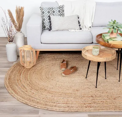 Produktbild von Volero - Jute Teppich Oval - Fair Natur - 205x305 cm - Wohnzimmer, Esszimmer, Schlafzimmer - Boho, Ländlich, Modern