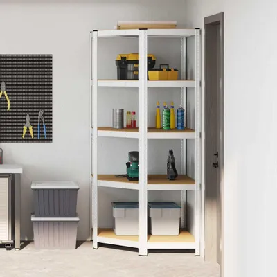 Produktbild von Eckregal mit Regal - VIDAXL - Silber 90 x 90 x 198 cm Holzwerkstoff