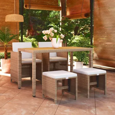 Image de Maison Exclusive - Ensemble de salon de jardin 5 pièces avec coussins, en rotin synthétique beige