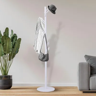 Image de Porte-manteau sur pied avec 8 crochets et base circulaire