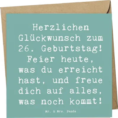 Produktbild von Mr. & Mrs. Panda Deluxe Karte Spruch 26. Geburtstag - Meeresbrise - Geschenk, Zukunft, faltkarte, doppelkarte, Happy Birthday, Alter, Freundschaft, Glückwunschkarte