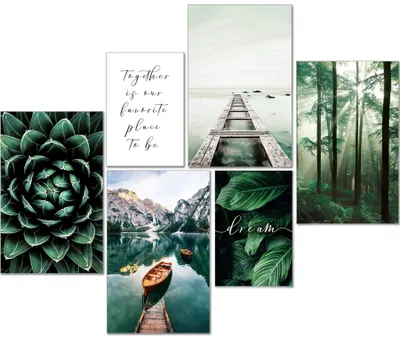 Produktbild von Moderne Poster Set Natur Wald Grün Wohnzimmer Schlafzimmer 6-teilig