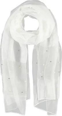 Imagen del producto de Pañuelo de seda con perlas, blanco, marca Passigatti