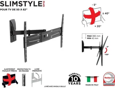 Zdjęcie produktu dla Meliconi SlimStyle Plus 600 SR, 127 cm (50"), 2,08 m (82"), 30 kg, 300 x 300 mm, 600 x 600 mm, Czarny