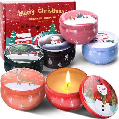 Image de Coffret cadeau de bougies parfumées - 6 pièces - Cire de soja naturelle