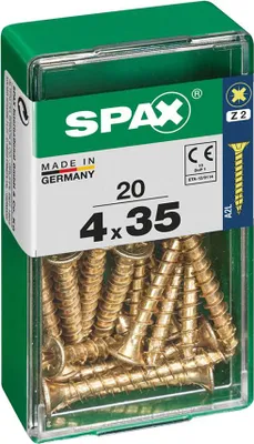 Image de Boîte 20 Unités. Vis A Bois Spax Cab. Plat Yellox 4.0x35mm Spax
