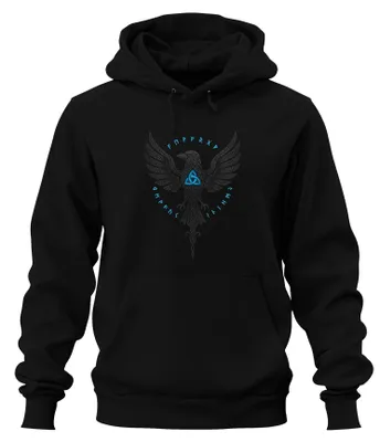 Produktbild von Wikinger Rabe Nordisch Runen Triquetra keltische Hoodie Kapuzenpullover, Schwarz, L