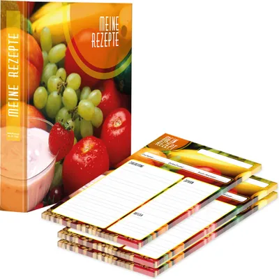 Imagen del producto de Carpeta para recetas PRICARO con bloc de recetas "Ingredientes coloridos", formato A4