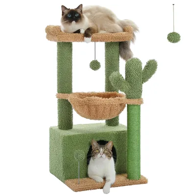 Immagine prodotto di Albero per gatti, grande grotta per gatti, tiragraffi, verde
