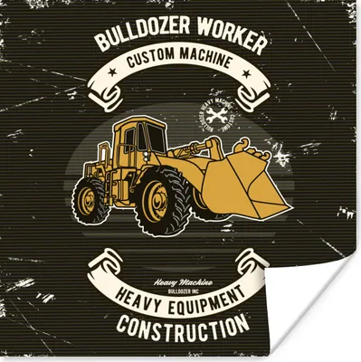 Produktbild von MuchoWow® Poster Bulldozer - Jahrgang - Banner 30x30 cm - Wandposter - Printing