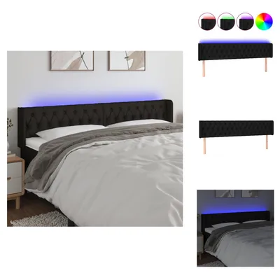 Produktbild von vidaXL LED Kopfteil Schwarz 183x16x78/88 cm Stoff -  Kopf- & Fußenden