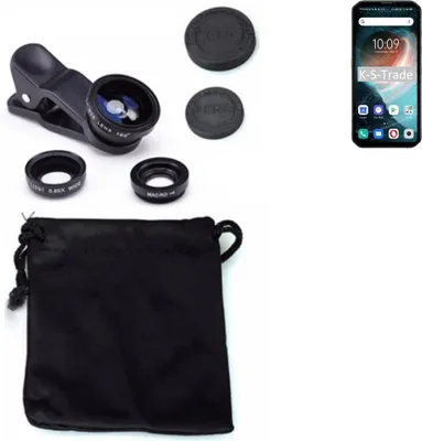 Produktbild von K-S-Trade Smartphone Kamera Linsen Set Kompatibel mit Blackview BL6000 Pro 3in1 Clip-On Kamera Adapter Macro Weitwinkel FishEye Fischauge Objektiv