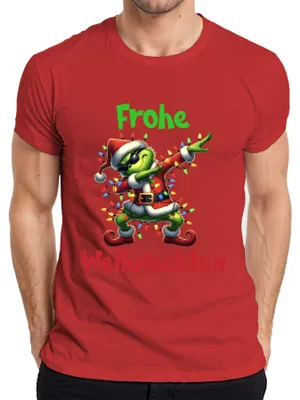 Obrázok produktu pre Veselé Vianoce Dabender Grinch Father Christmas fairy lights pánske tričko, červená, M