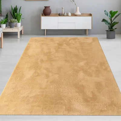 Obrázok produktu pre Koberec zo zlatej králičej kožušiny elegantne mäkký s jemným leskom moderná veľkosť - 200 x 290 cm