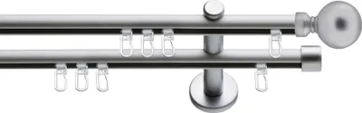 Produktbild von SN Deco Gardinenstange Innenlauf Reims, 19 mm, 2-läufig, Stahl, Komplett-Set mit Ringen, Profilträger, 160 cm, chrom matt