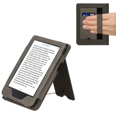 Produktbild von kwmobile Schutzhülle kompatibel mit Kobo Clara 2E / Tolino Shine 4 Flip Hülle - Cover mit Handschlaufe - Aufgehende Sonne Grau