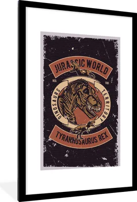 Produktbild von MuchoWow® MuchoWow® Gerahmtes Poster Jurassic world - Dinosaurier - Retro 60x90 cm - Poster mit zchwarzem Bilderrahmen - Dekoration - Wandposter Wohnzimmer - Hochwertig
