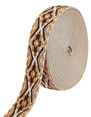Jacquard-Gurtband 3,7 cm, kariert, 9,14 m, sandbraun