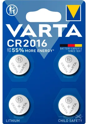 Productafbeelding van VARTA 06016 101 404 Knopcelbatterij, lithium CR2016, 4 stuks