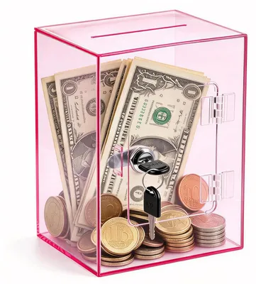 Imagen del producto de Hucha transparente de acrílico para la gestión de presupuestos y el ahorro