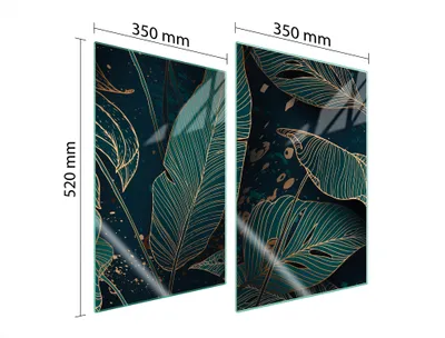 Immagine prodotto di Piastre copri fornelli 2 pezzi 35x52 Vetroceramica copri piano cottura vetro tagliere fogliame verde
