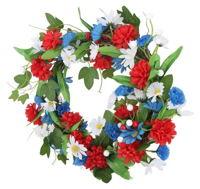 Image de Couronne de fleurs artificielles de 40 cm pour la décoration saisonnière