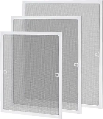 Image de ROSEJANE, moustiquaire pour fenêtre, 120 x 140 cm, avec cadre en aluminium, protection contre les moustiques, installation sans perçage ni vissage, adaptable à différentes dimensions, couleur blanche